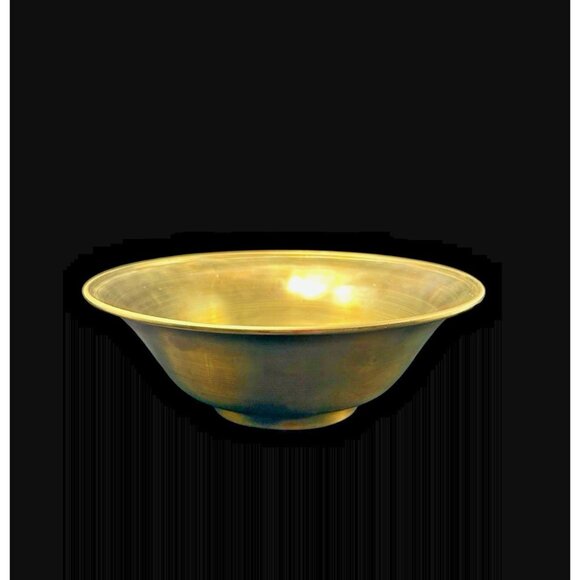 Hand Spun Brass Pedestal Bowl Jack Davis 1989 Rolled Edge Metales Casados 10"x4" - Picture 3 of 12